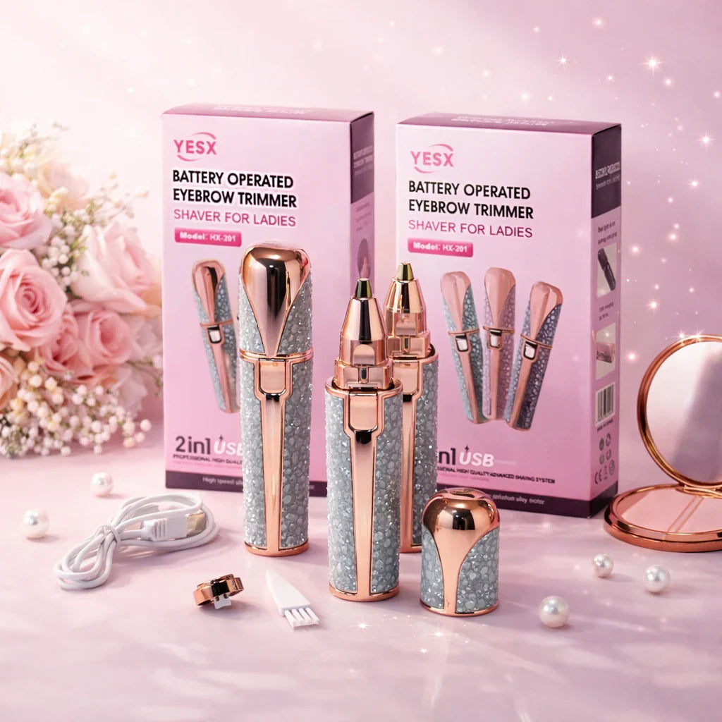 2-in-1 USB Rechargeable Eyebrow & Facial Hair Trimmer for Women