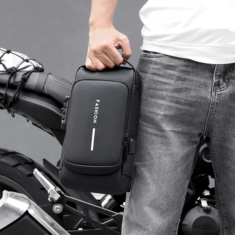 Anti-theft Crossbody Bag - USB Charging, Stylish Print & Zip Closure 4109