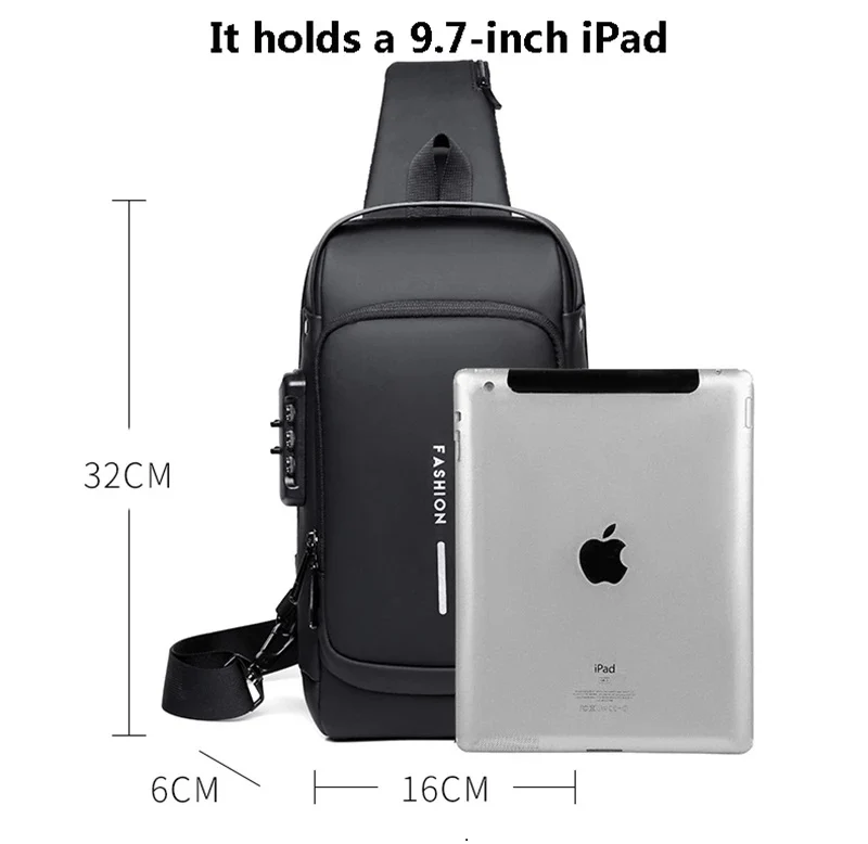 Anti-theft Crossbody Bag - USB Charging, Stylish Print & Zip Closure 4109