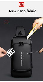 Anti-theft Crossbody Bag - USB Charging, Stylish Print & Zip Closure 4109