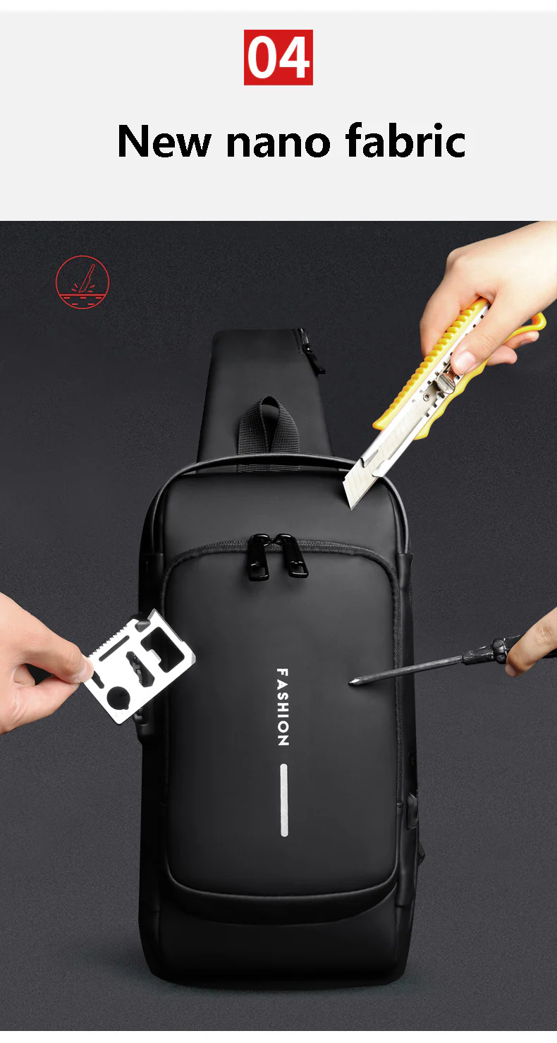 Anti-theft Crossbody Bag - USB Charging, Stylish Print & Zip Closure 4109