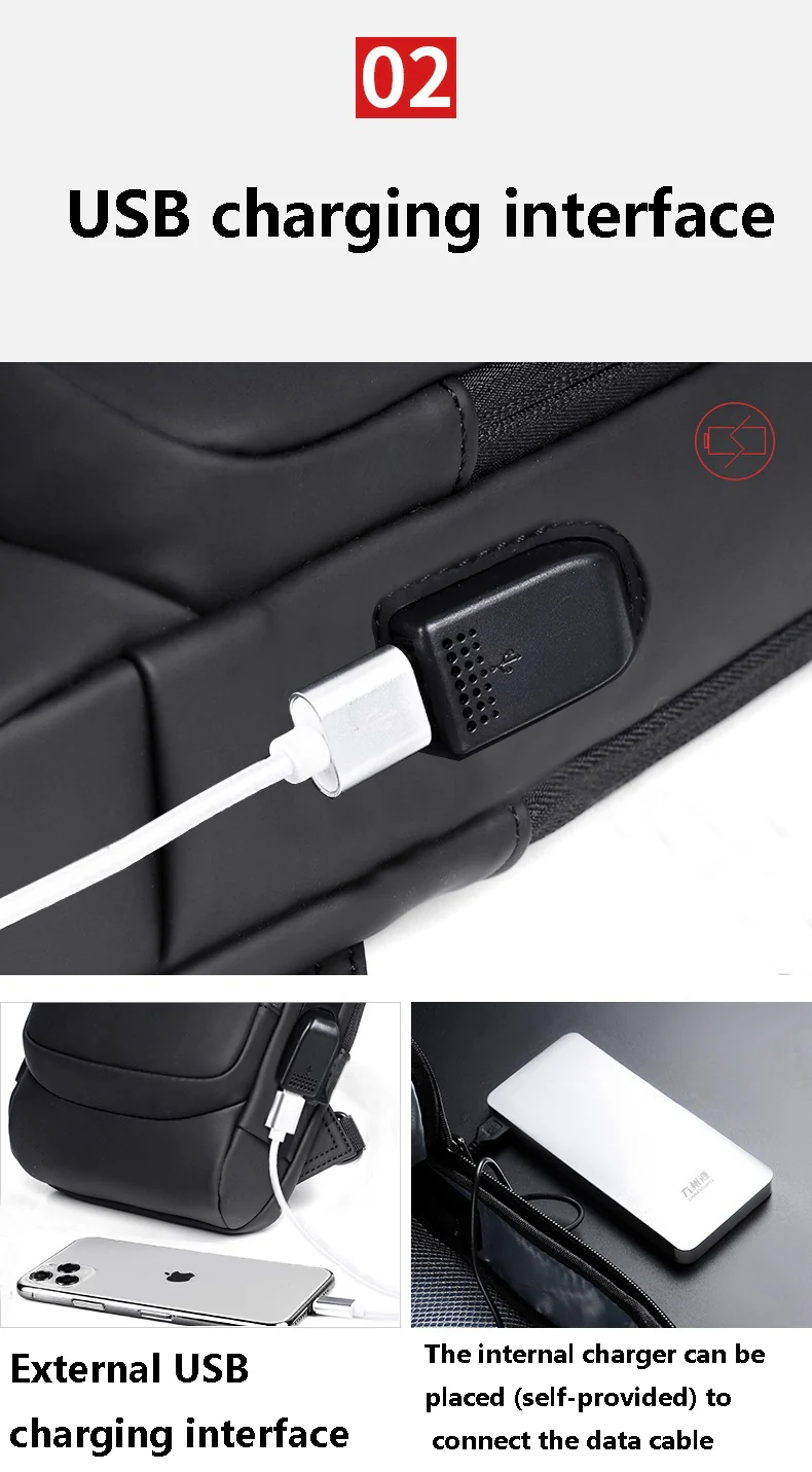 Anti-theft Crossbody Bag - USB Charging, Stylish Print & Zip Closure 4109
