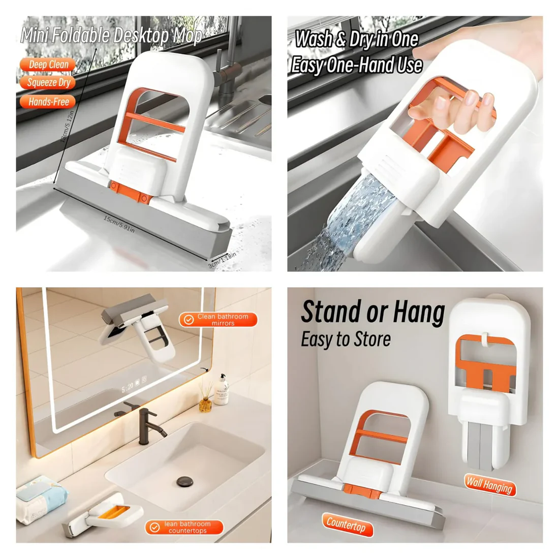 Mini Self Squeezing Mop for Kitchen & Home Cleaning.