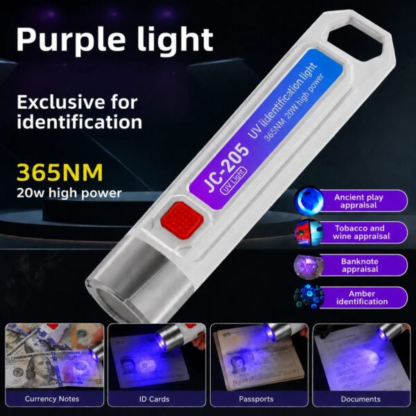 Portable UV Money Detector Pen – 365nm Rechargeable Fake Note Detector