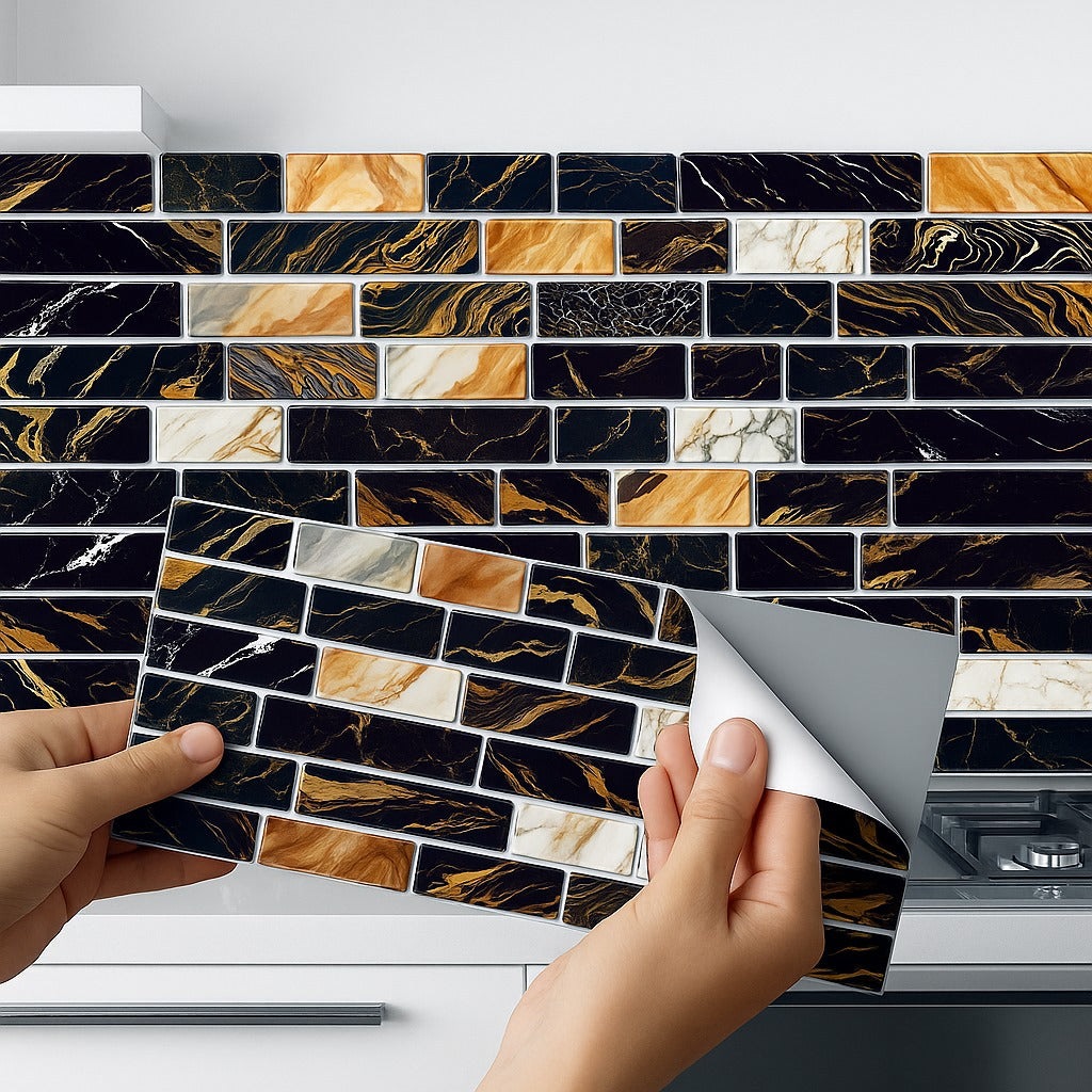 Pack of 24 Pcs Colorful Self Adhesive Mosaic Tile Stickers – 7.5 x 4.5 Inch  Waterproof Kitchen & Wall Décor  Easy Peel & Stick