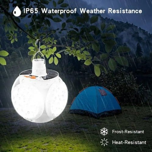 Solar Rechargeable Foldable LED Camping Light with Universal Hanging Hook | Portable Emergency Lantern