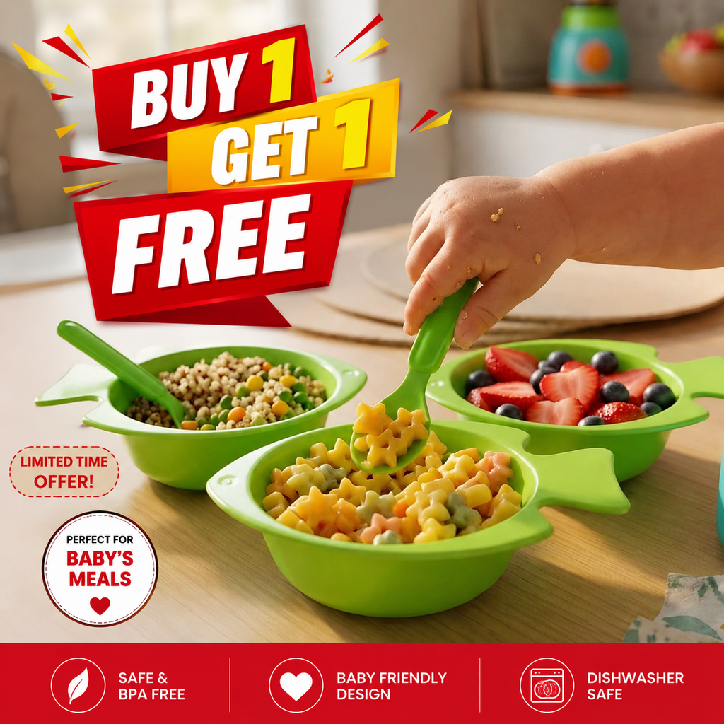 3-Piece Kids Feeding Bowl Set with 1 Spoons & 1 Fork
