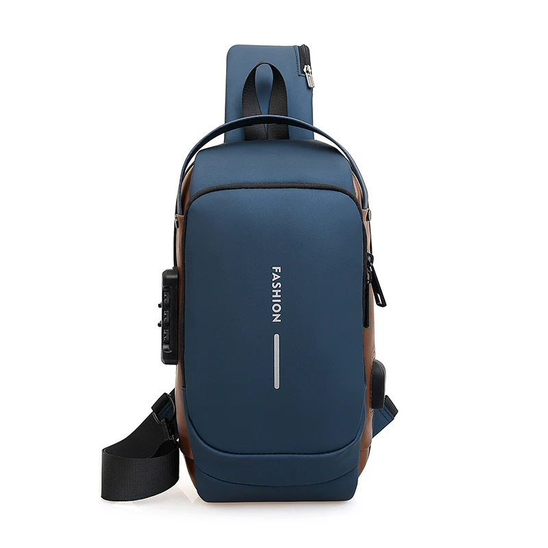 Anti-theft Crossbody Bag - USB Charging, Stylish Print & Zip Closure 4109