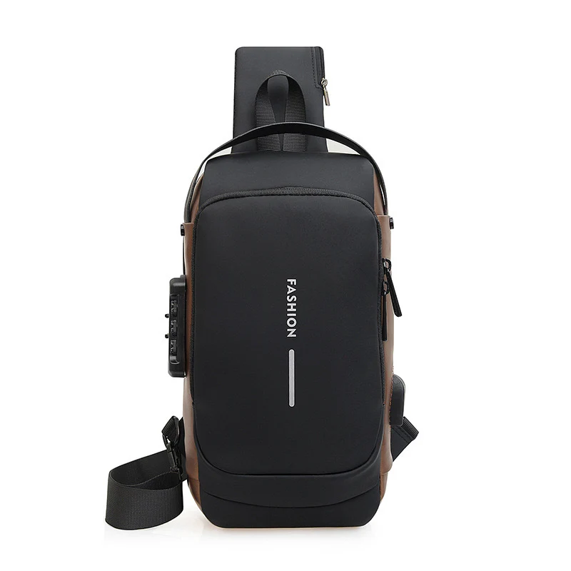 Anti-theft Crossbody Bag - USB Charging, Stylish Print & Zip Closure 4109