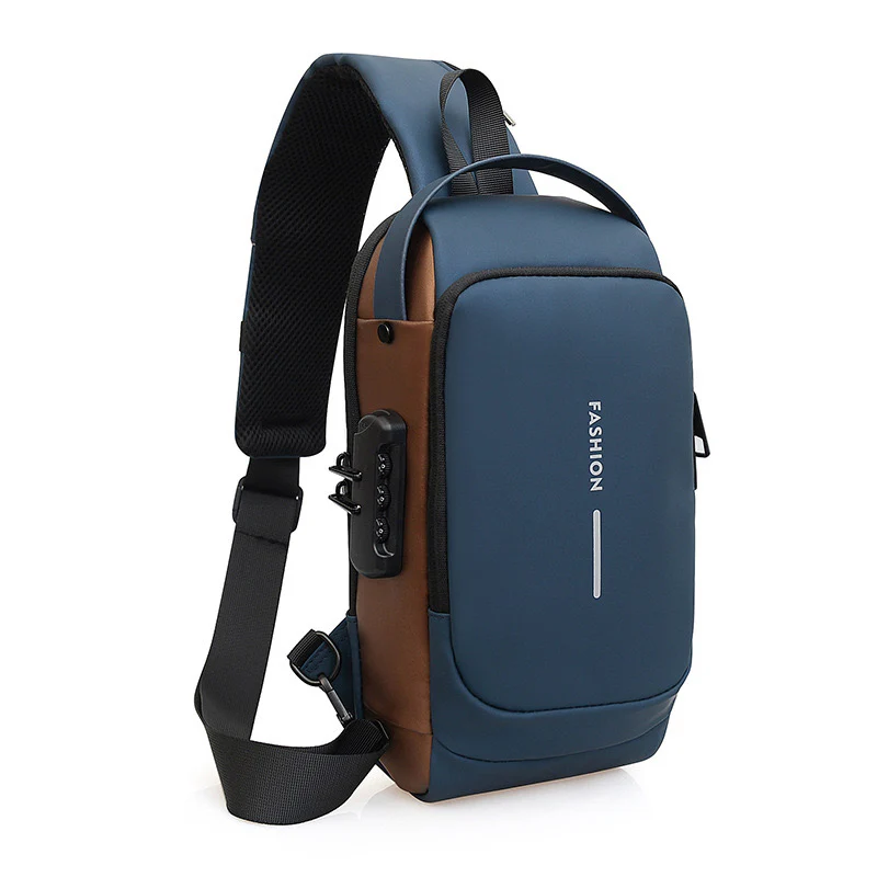 Anti-theft Crossbody Bag - USB Charging, Stylish Print & Zip Closure 4109