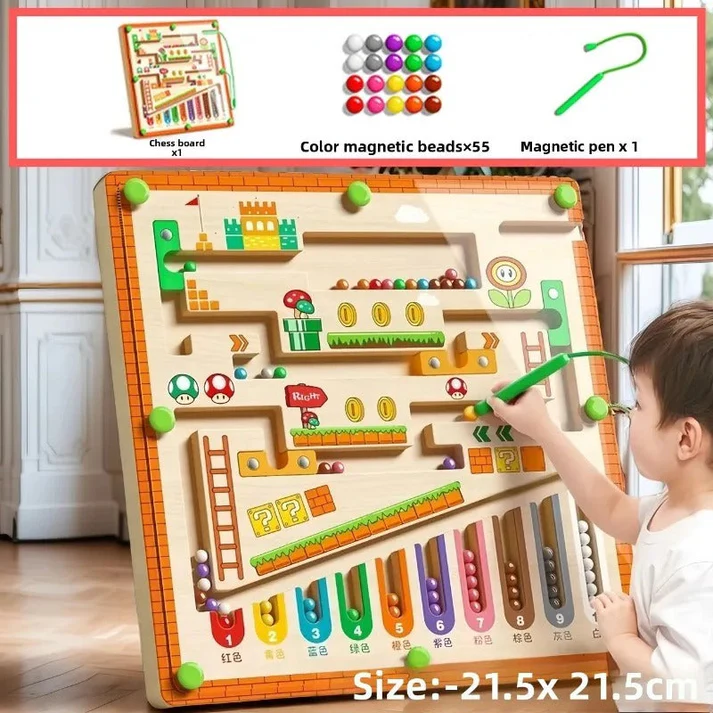 Children's Magnetic Maze Beads Focus Training, Writing and Logical Thinking Early Education Educational Toys for 3-Year-Olds, Suitable for Boys and Girls Toy Gifts